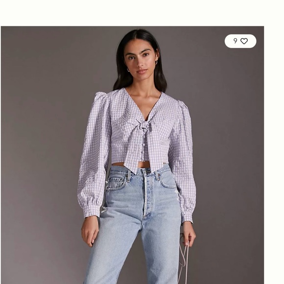 Maeve Tops - Maeve Cropped Gingham Blouse Size Small